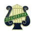 1 Inch Green "Orchestra" on Music Lyre Enameled Lapel Pin - Lapel Pin Corner