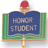 1 Inch "Honor Student" on Book with Torch Enameled Lapel Pin - Lapel Pin Corner