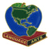 1 Inch Language Arts with Apple Globe Lapel Pin - Lapel Pin Corner