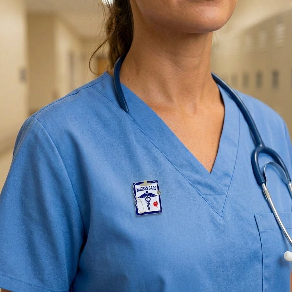 1 Inch Nurses Care with Caduceus Enameled Lapel pin - Lapel Pin Corner