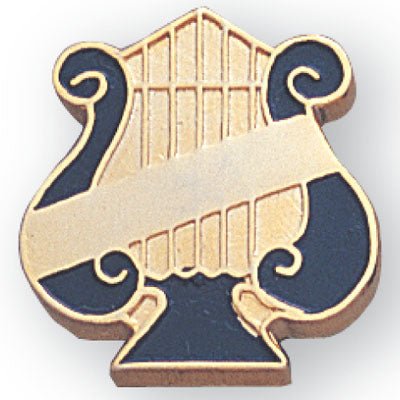 1 Inch Plain Gold Bar on Music Lyre Enameled Lapel Pin - Lapel Pin Corner