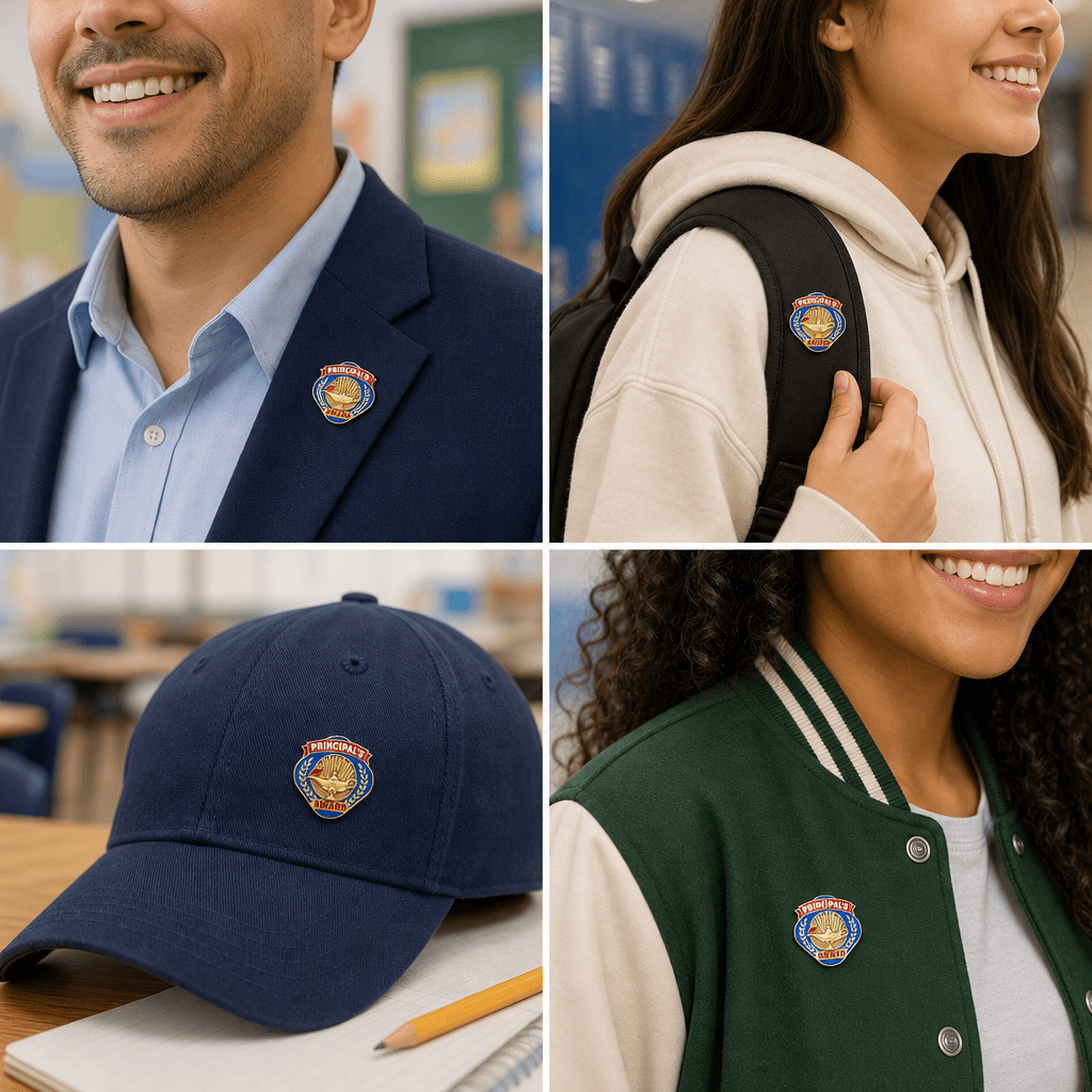 1 Inch Principal's Award with Lamp of Learning Enameled Lapel Pin - Lapel Pin Corner