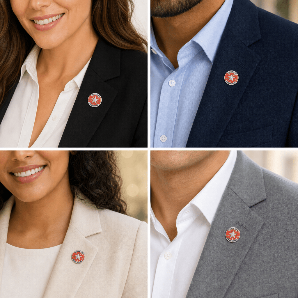 1 Inch "Silver Star Award Winner" with Star Enameled Lapel Pin - Lapel Pin Corner