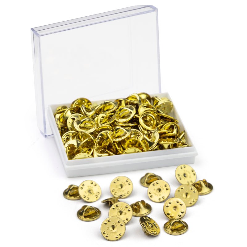 100 Brass Butterfly Clutch Pin Backs for Pins (Boxed)-Brooches & Lapel Pins-Lapel Pin Corner