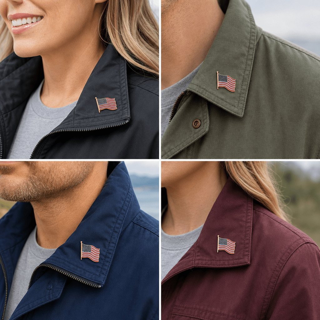 1/2 Inch American Flag-Eagle Enameled Lapel Pin - Lapel Pin Corner