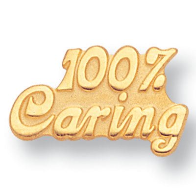 1/2 Inch Gold "100% Caring" Lapel Pin - Lapel Pin Corner