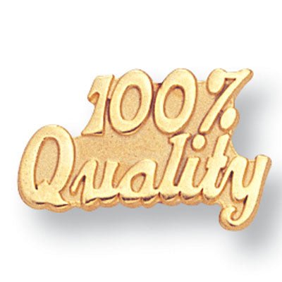 1/2 Inch Gold "100 % Quality" Lapel Pin - Lapel Pin Corner