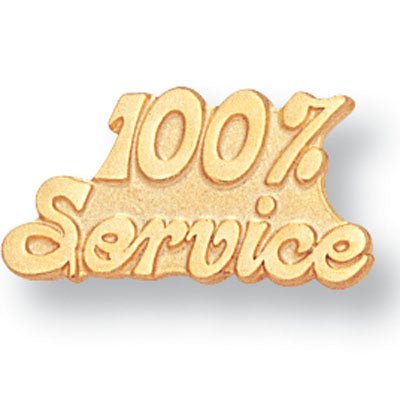 1/2 Inch Gold "100% Service" Lapel Pin - Lapel Pin Corner