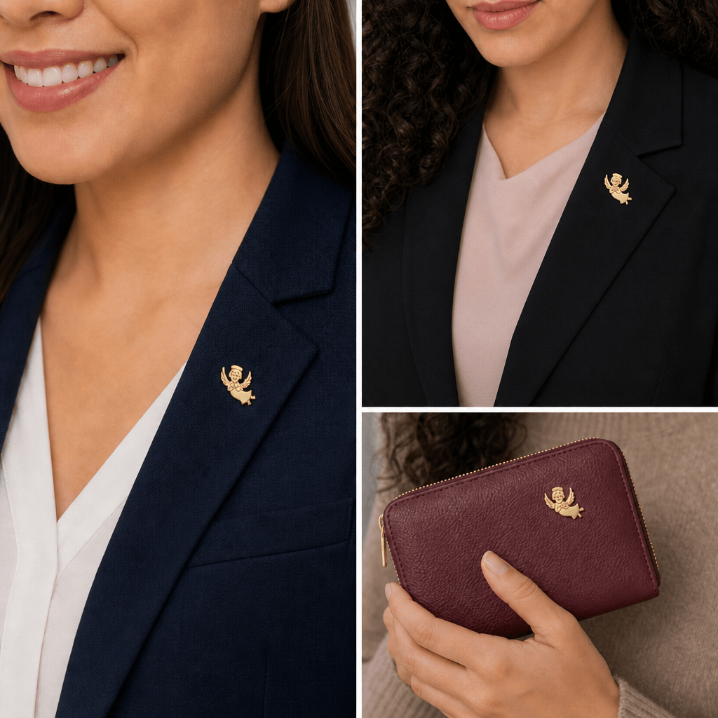 1/2 Inch Gold Girl Angel with Wings Lapel Pin - Lapel Pin Corner
