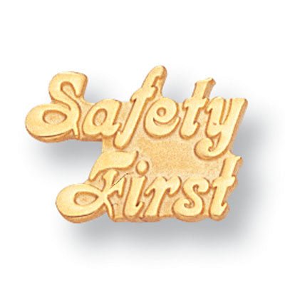 1/2 Inch Gold "Saftey First" Lapel Pin - Lapel Pin Corner