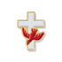1/2 Inch Gold White Enameled Cross with Red Dove Lapel Pin - Lapel Pin Corner