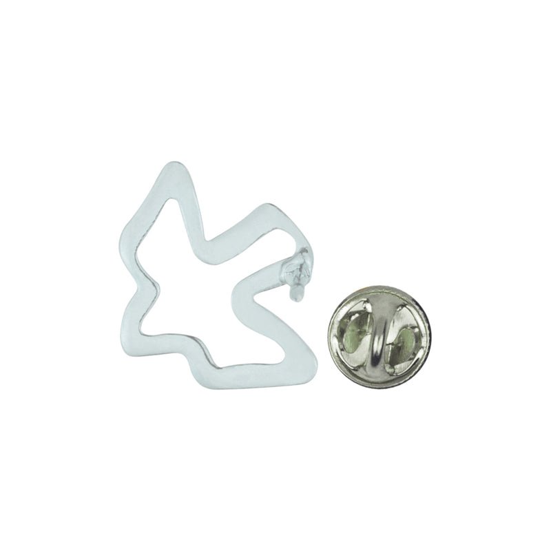 1/2 x 1/2 Inch Pierced Outline Silver Dove Lapel Pin - Lapel Pin Corner