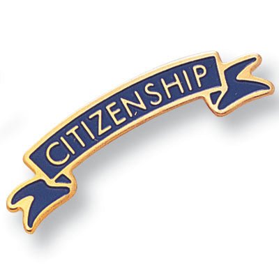 1/4 Inch Gold "Citizenship" Enameled Lapel Pin-Brooches & Lapel Pins-Lapel Pin Corner