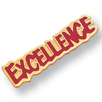 1/4 Inch Gold "Excellence" Enameled Lapel Pin-Brooches & Lapel Pins-Lapel Pin Corner