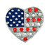 3/4 Inch Enameled and Rhinestones Heart Shaped American Flag Lapel Pin-Brooches & Lapel Pins-Lapel Pin Corner