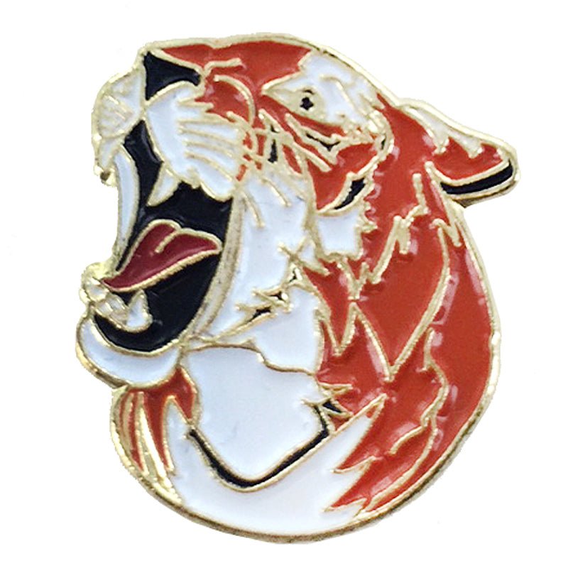 3/4 Inch Etched and Soft Enameled Tiger Pin-Brooches & Lapel Pins-Lapel Pin Corner