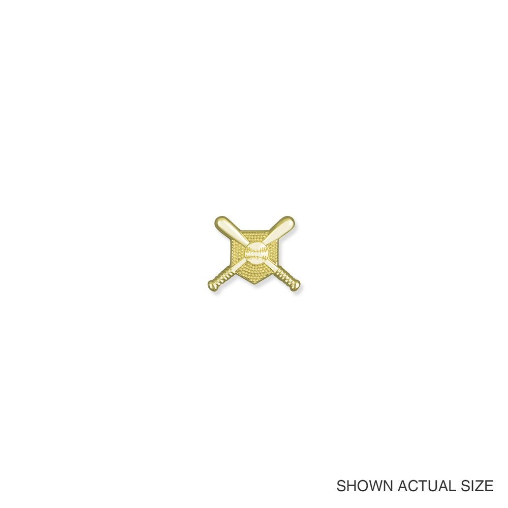 3/4 Inch Gold Cross Bats with Home Plate Chenille Pin-Brooches & Lapel Pins-Lapel Pin Corner