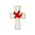 3/4 Inch Gold Enameled White Cross with Red Dove Lapel Pin-Brooches & Lapel Pins-Lapel Pin Corner