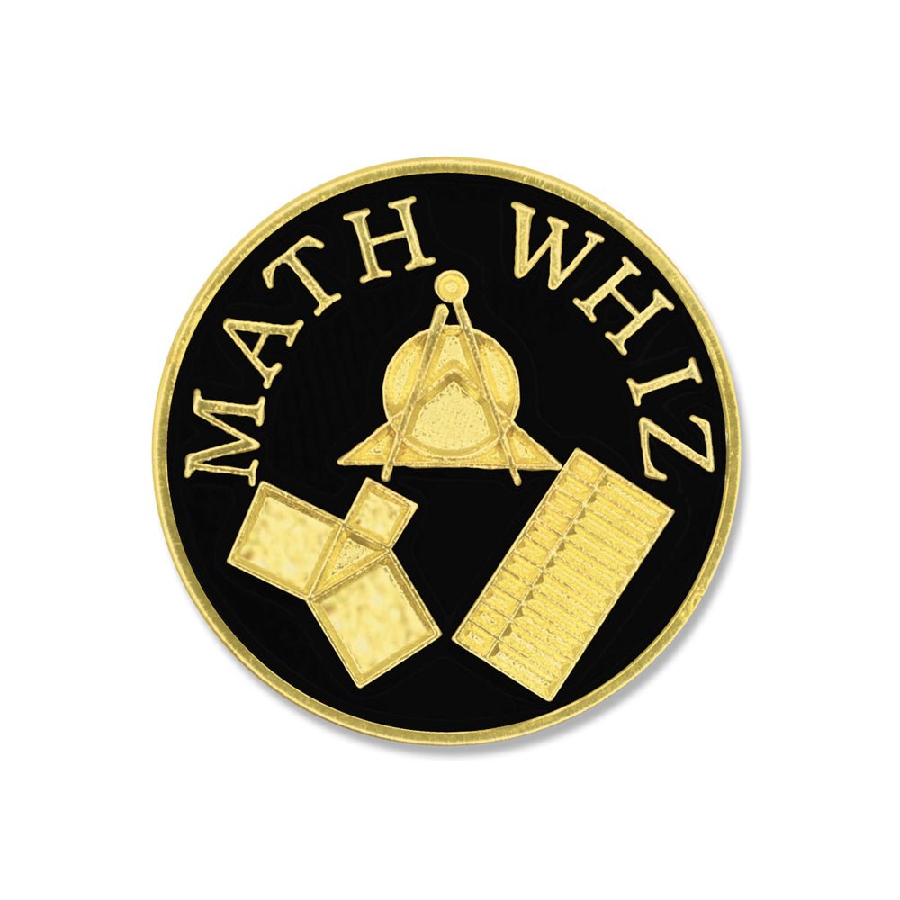 3/4 Inch Gold "Math Whiz" Enameled Lapel Pin-Brooches & Lapel Pins-Lapel Pin Corner