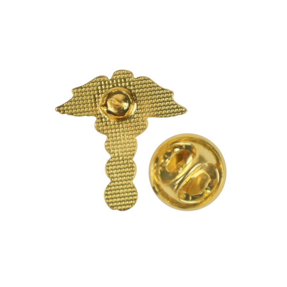 3/4 Inch Gold Medical Caduceus Lapel Pin-Brooches & Lapel Pins-Lapel Pin Corner
