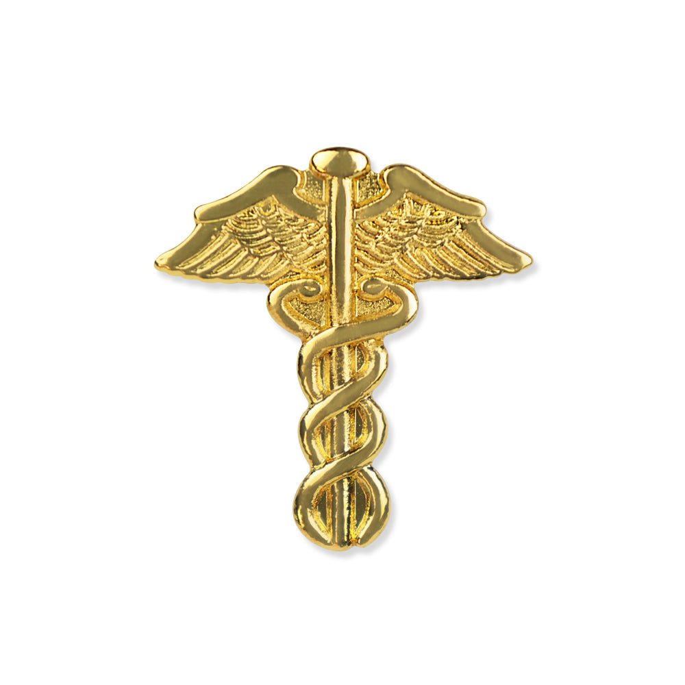 3/4 Inch Gold Medical Caduceus Lapel Pin-Brooches & Lapel Pins-Lapel Pin Corner