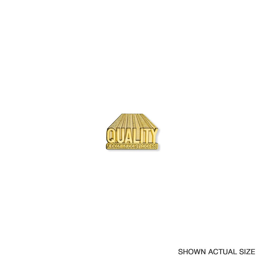3/4 Inch Gold "Quality A Continuous Process" Lapel Pin-Brooches & Lapel Pins-Lapel Pin Corner