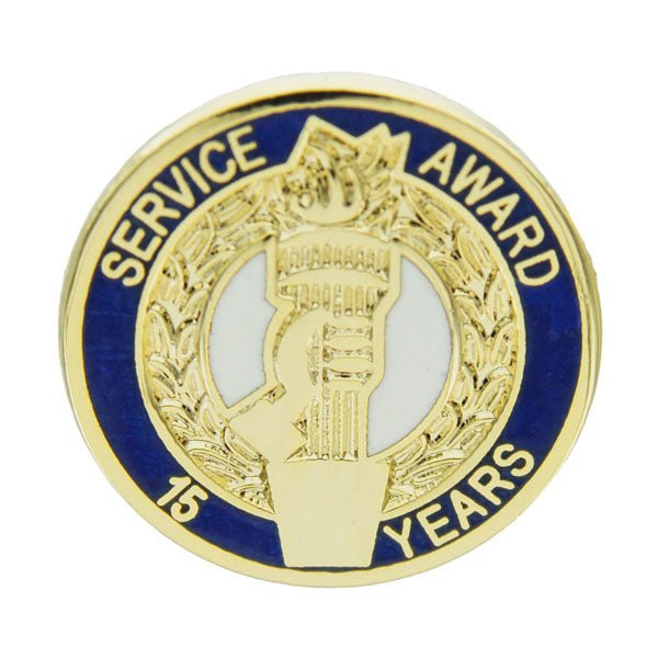 3/4 Inch Gold "Service Award in Years" with Torch and Hand Enameled Lapel Pin-Brooches & Lapel Pins-Lapel Pin Corner