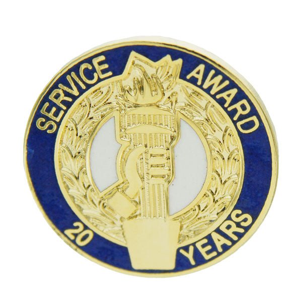 3/4 Inch Gold "Service Award in Years" with Torch and Hand Enameled Lapel Pin-Brooches & Lapel Pins-Lapel Pin Corner
