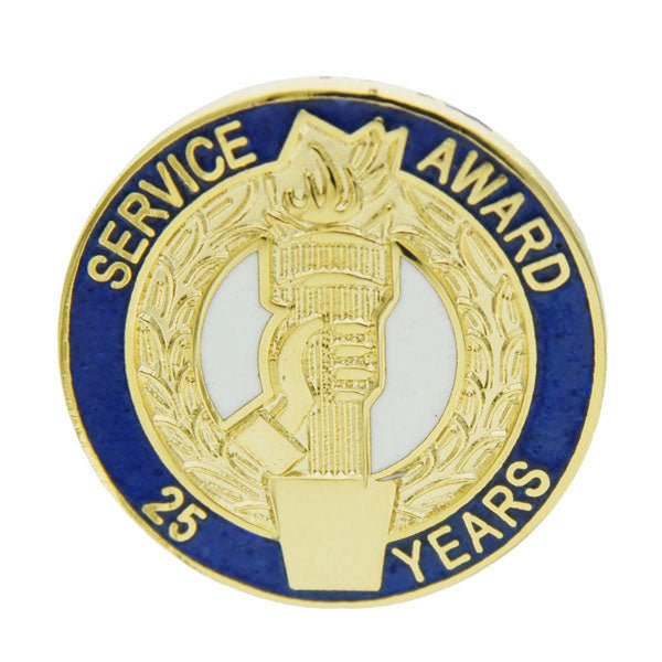 3/4 Inch Gold "Service Award in Years" with Torch and Hand Enameled Lapel Pin-Brooches & Lapel Pins-Lapel Pin Corner