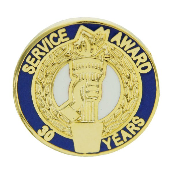 3/4 Inch Gold "Service Award in Years" with Torch and Hand Enameled Lapel Pin-Brooches & Lapel Pins-Lapel Pin Corner