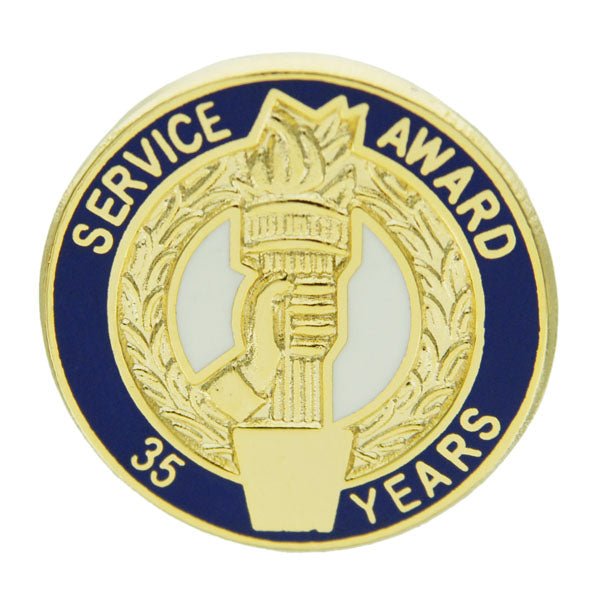 3/4 Inch Gold "Service Award in Years" with Torch and Hand Enameled Lapel Pin-Brooches & Lapel Pins-Lapel Pin Corner