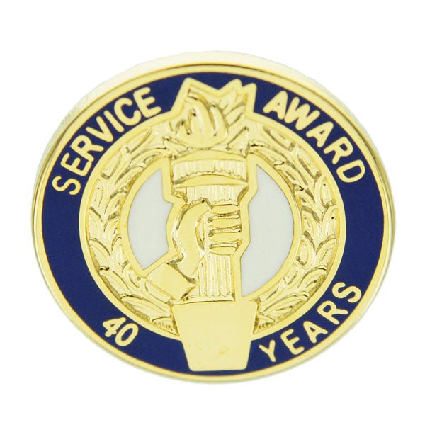3/4 Inch Gold "Service Award in Years" with Torch and Hand Enameled Lapel Pin-Brooches & Lapel Pins-Lapel Pin Corner
