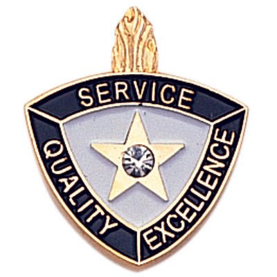 3/4 Inch Gold "Service, Quality, Excellence" Enameled Lapel Pin-Brooches & Lapel Pins-Lapel Pin Corner
