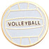 3/4 Inch Gold Volleyball Enameled Lapel Pin-Brooches & Lapel Pins-Lapel Pin Corner