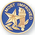 3/4 Gold "Most Improved" Stars, Torch, and Wreath Enameled Lapel Pin - Lapel Pin Corner