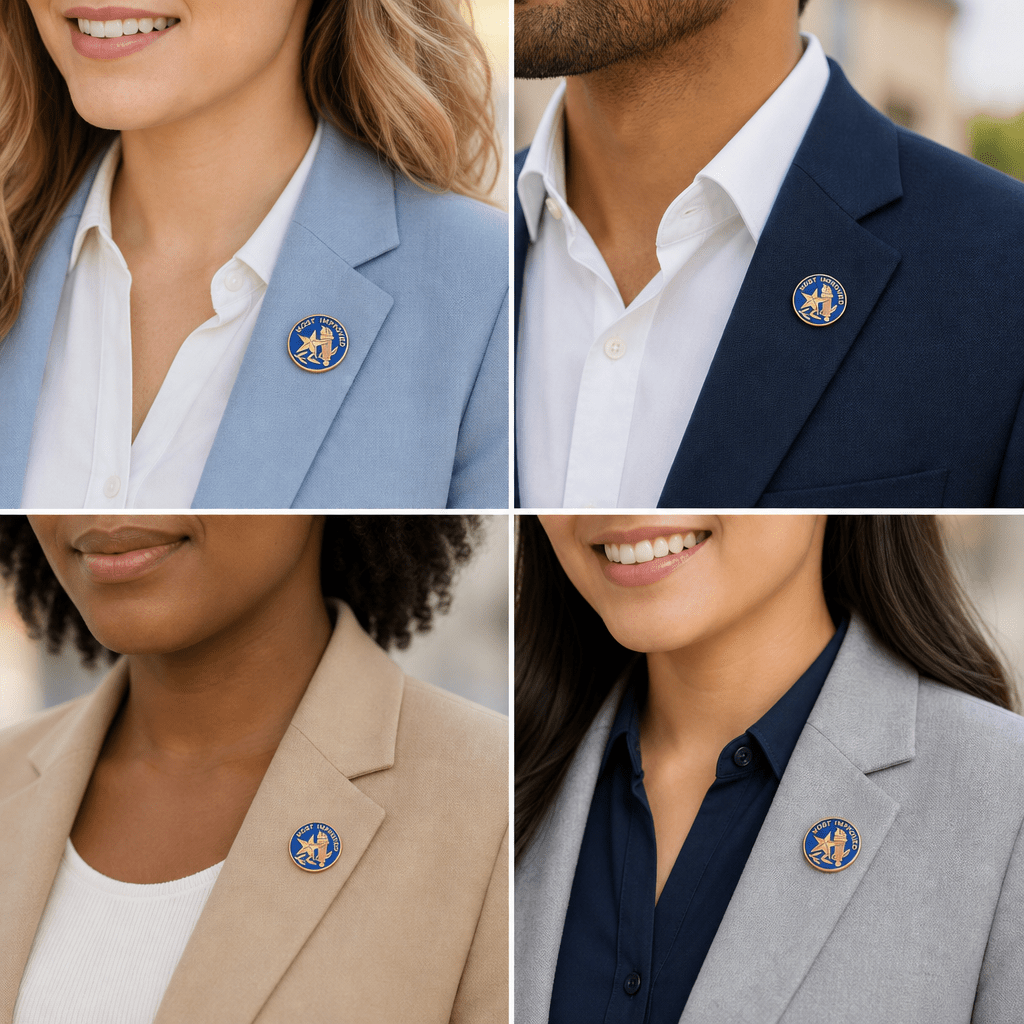 3/4 Gold "Most Improved" Stars, Torch, and Wreath Enameled Lapel Pin - Lapel Pin Corner