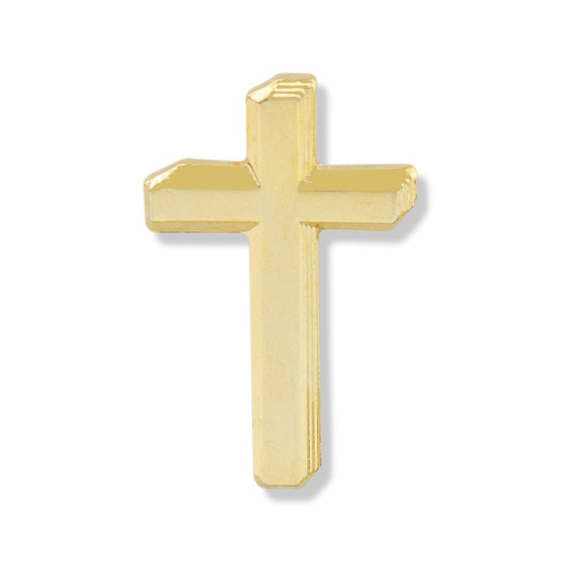 3/4 Inch 3 - Dimensional Gold Cross Lapel Pin - Lapel Pin Corner