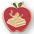 3/4 Inch Apple with Lamp and Books Lapel Pin - Lapel Pin Corner
