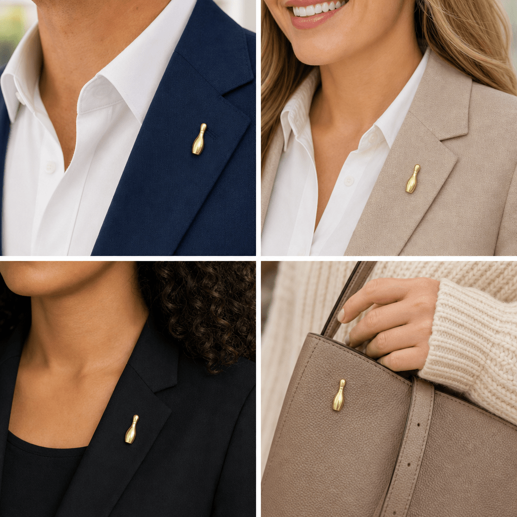 3/4 Inch Gold "Bowling" Chenille Pin - Lapel Pin Corner