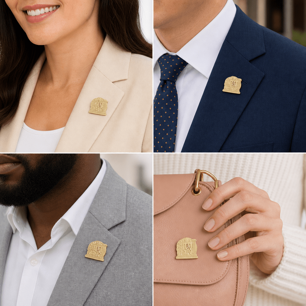3/4 Inch Gold Debate Chenille Pin - Lapel Pin Corner