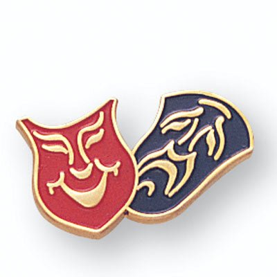 3/4 Inch Gold Drama Masks Enameled Lapel Pin - Lapel Pin Corner