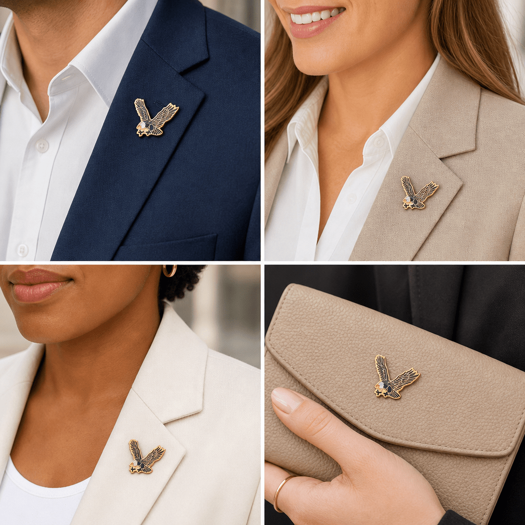 3/4 Inch Gold Enameled Eagle Mascot Lapel Pin - Lapel Pin Corner