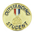 3/4 Inch Gold "Outstanding Student" with Ribbon and Lamp of Learning Enameled Lapel Pin - Lapel Pin Corner