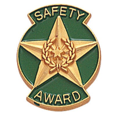 3/4 Inch Gold "Safety Award" with Star Enameled Lapel Pin - Lapel Pin Corner