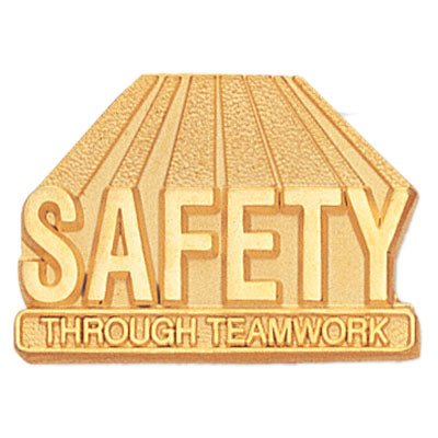 3/4 Inch Gold "Safety Through Teamwork" Lapel Pin - Lapel Pin Corner
