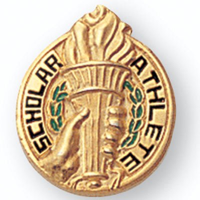 3/4 Inch Gold "Scholar Athlete" with Torch and Hand Enameled Lapel Pin - Lapel Pin Corner