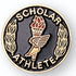 3/4 Inch Gold "Scholar Athlete" with Torch, Winged Foot and Wreath Enameled Lapel Pin - Lapel Pin Corner