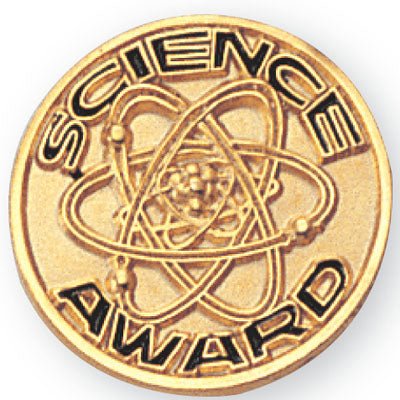 3/4 Inch Gold "Science Award" with Atom Enameled Lapel Pin - Lapel Pin Corner