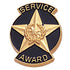 3/4 Inch Gold "Service Award" with Star Black Enameled Lapel Pin - Lapel Pin Corner