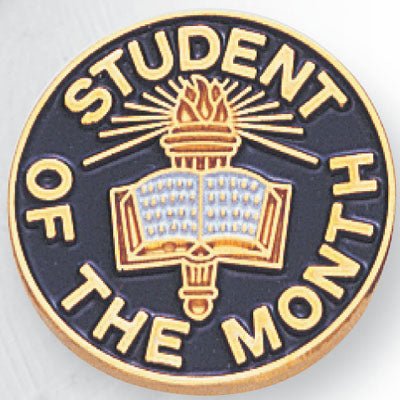 3/4 Inch Gold "Student of the Month" Enameled Lapel Pin - Lapel Pin Corner